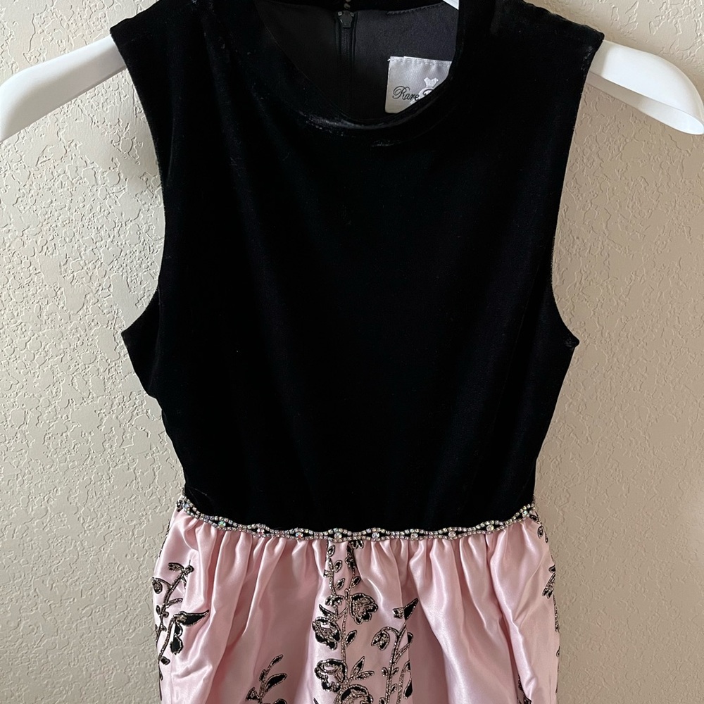 Rare Editions Girls Party Dress | Size 14 | Velvet & Satin | Rose Gold Glitter - Picture 11 of 17